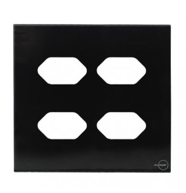 Placa p/ 4 Tomadas 4x4 - Novara Glass Preto Brilhante